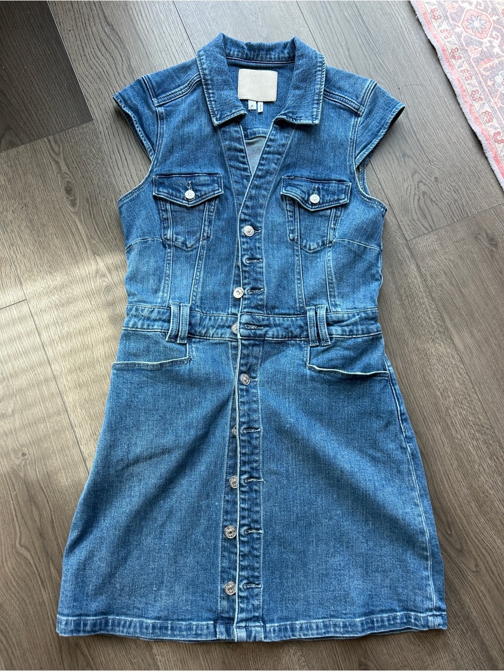Revolve PAIGE Denim Button Front Utility Mini Dress size 6